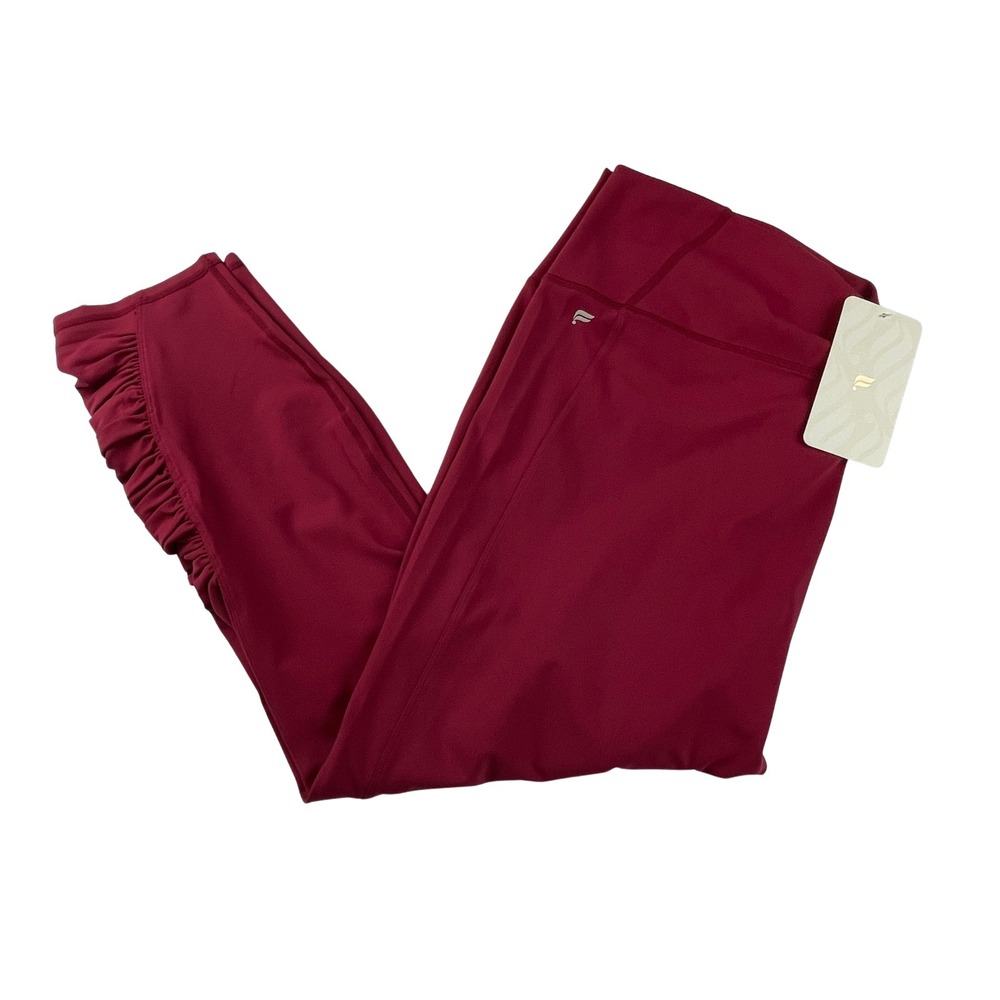 NWT Fabletics High-Waisted 3X Pureluxe Ruched 7/8 Leggings Burgandy Yoga Workout